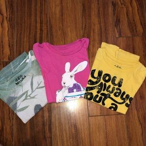 Three cute T-shirts for girls in size 6.